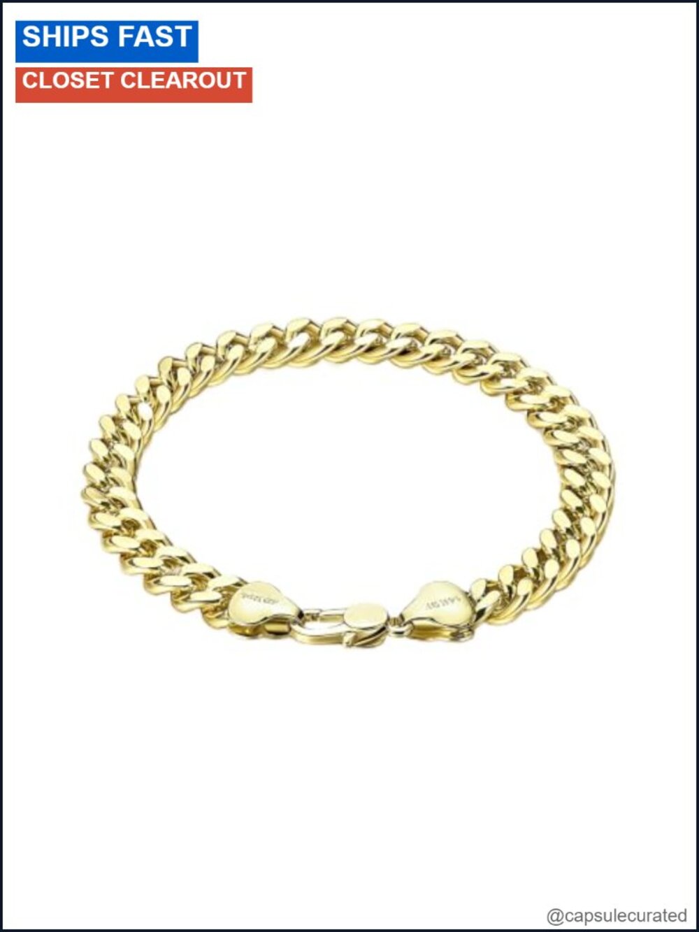 14K Gold Cuban Bracelet 7mm Link Chain for Men Gift